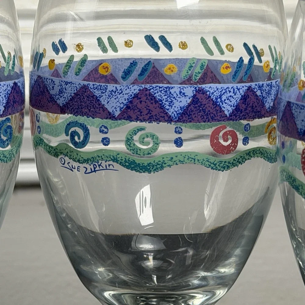 VTG Set of 4 Sango Potpourri Sue Zipkin 14 Oz Wine Glasses 7
